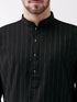 Vastramay Men's Black And Rose Gold Cotton Blend Kurta Pyjama Set